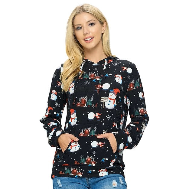 Holiday Snowman Hooded Pullover