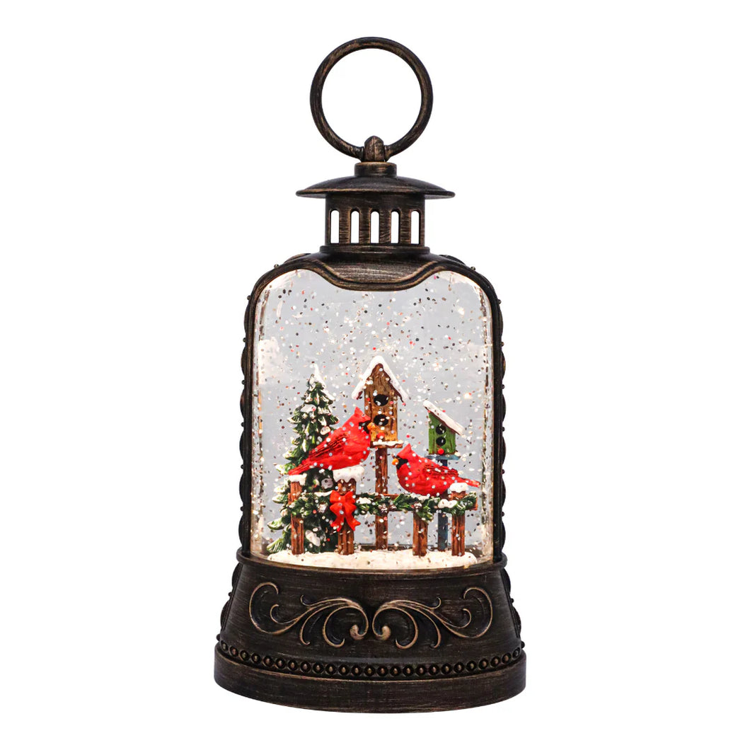 Christmas Cardinal Birdhouse Glitter Lantern