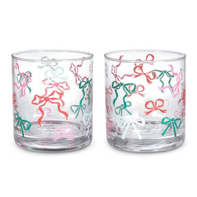 Lacey Chabert Collection Holiday Bow Drinking Glasses, Set of 2