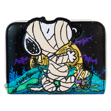 Load image into Gallery viewer, Peanuts Snoopy Mummy Haunt Glow Zip Around Wallet by Loungefly
