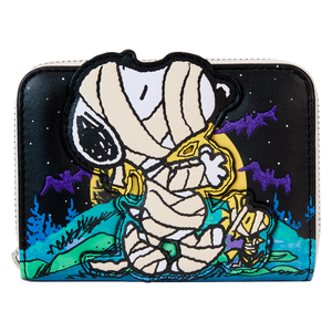 Peanuts Snoopy Mummy Haunt Glow Zip Around Wallet by Loungefly