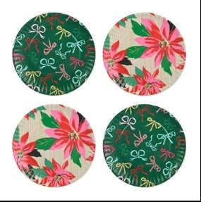 Lacey Chabert Collection Bow and Poinsettia Appetizer Plates, Set of 4