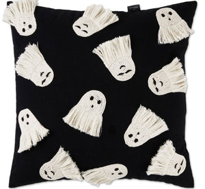 Fringe Ghosts Halloween Pillow, 16x16