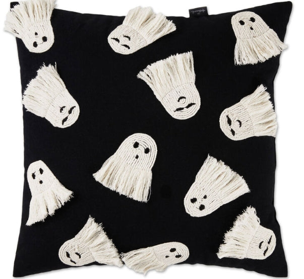 Fringe Ghosts Halloween Pillow, 16x16