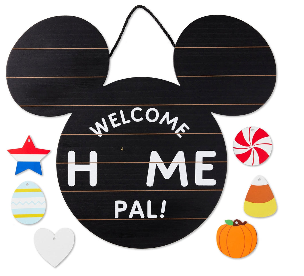 Disney Mickey Mouse Ears Welcome Sign With Seasonal Decorations