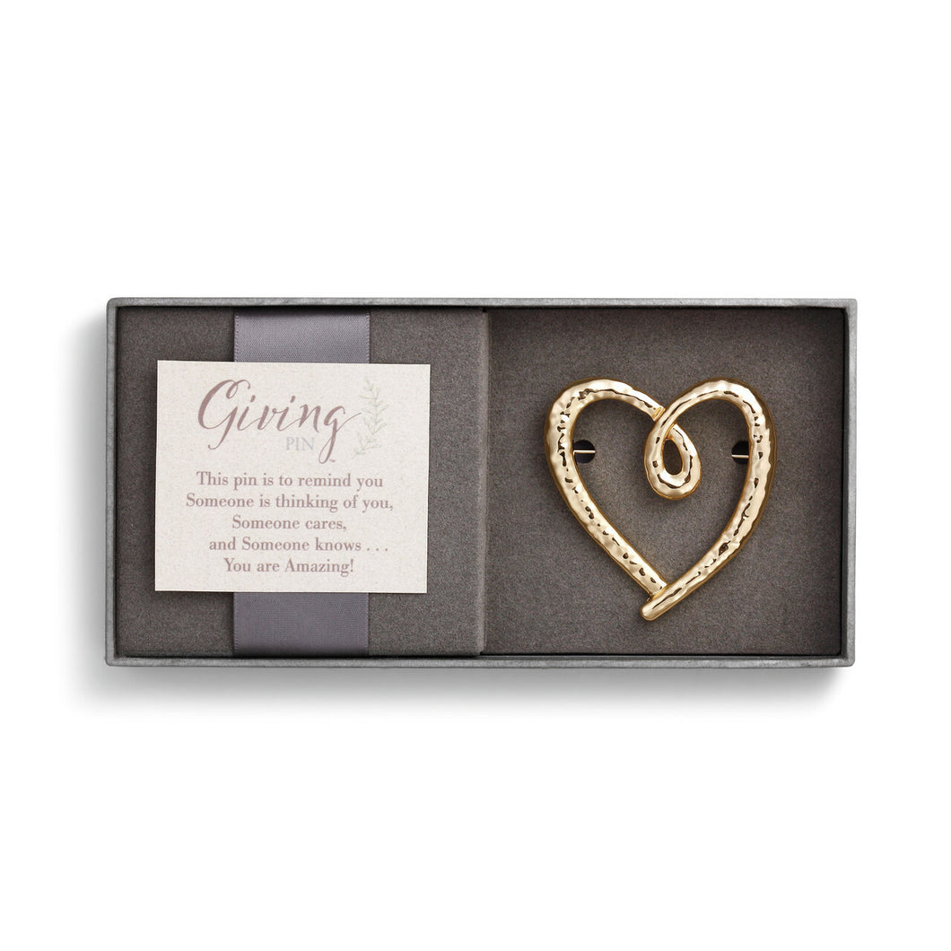 Gold Heart Giving Pin