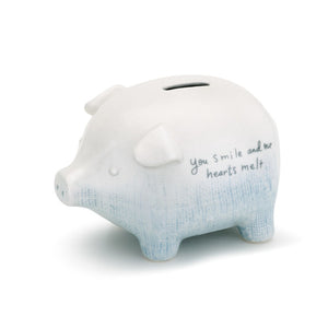 Blue You Smile Piggy Bank